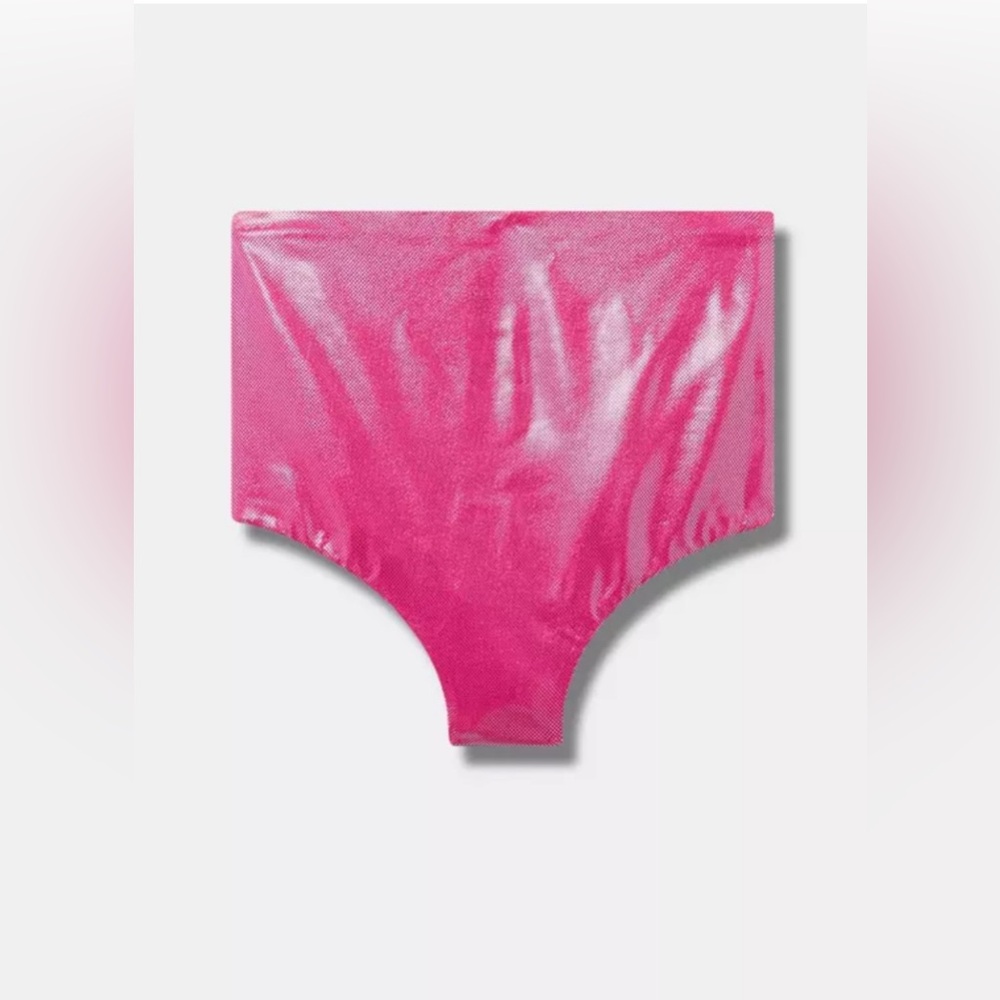 Torrid High Rise Foil Flat Front Swim Bottom - Picture 4 of 7